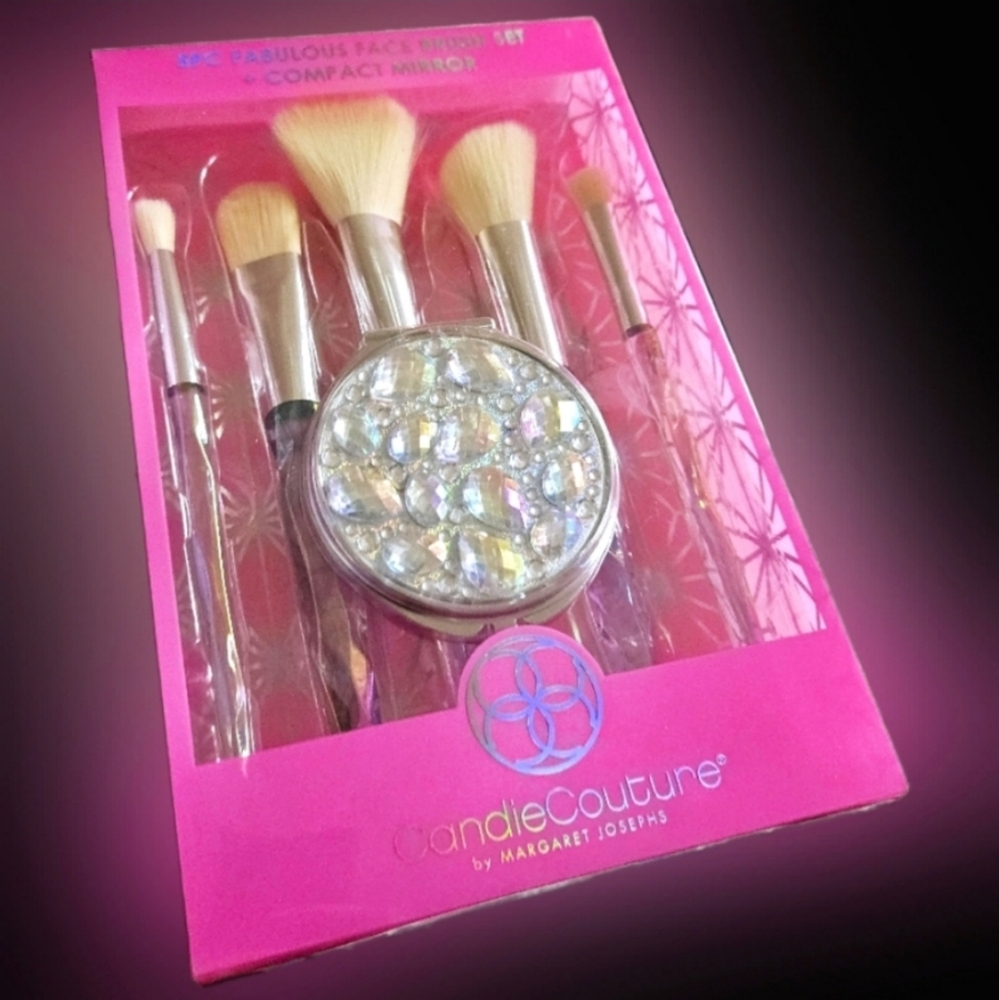 NWT 6pc CANDIE COUTURE BY MARGARET JOSEPHS BRUSH SET & BLING MIRROR!